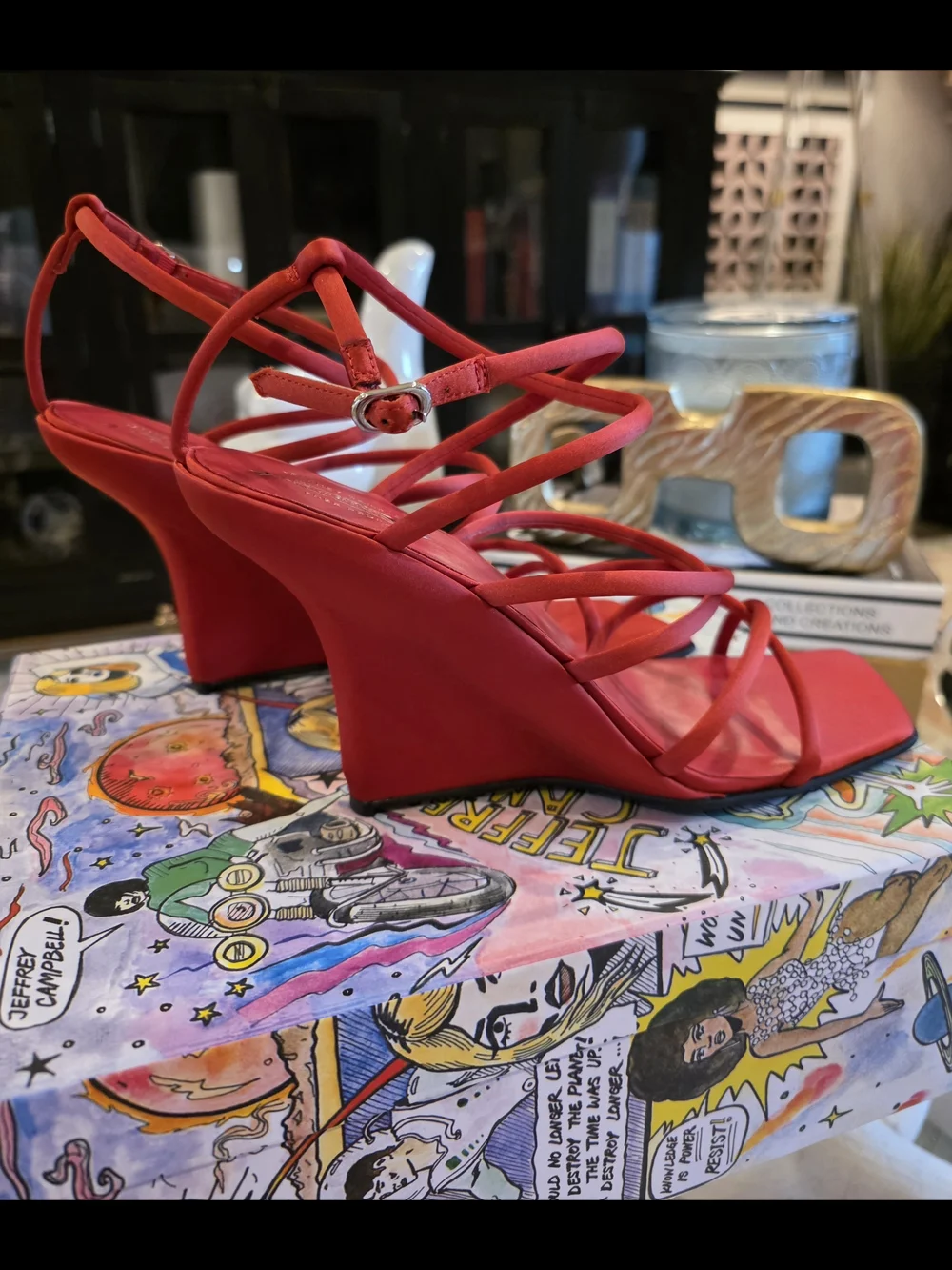 Jeffrey Campbell Red Strappy Wedge Sandals